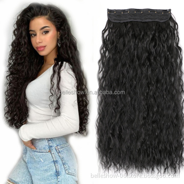 5 clip in hair extension synthetic quality fiber clip in braids extension ponytail Kinky Curly Synthetic Hair 5 Clip in Hair